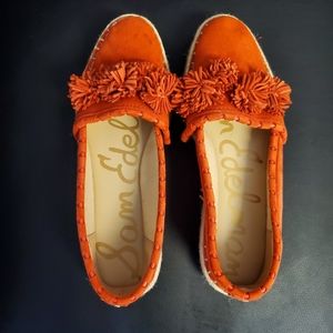 SAM EDELMAN RED (Rust Red) SUEDE ISSA ESPADRILLE FLATS - SIZE 7M/37